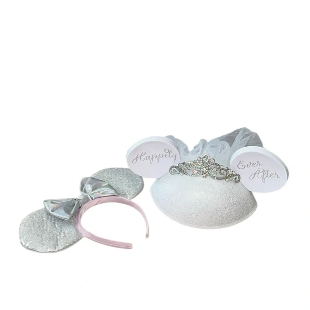 Disney Parks Minnie Mouse Happily Ever After Wedding Bride Hat Veil‎ & Headband